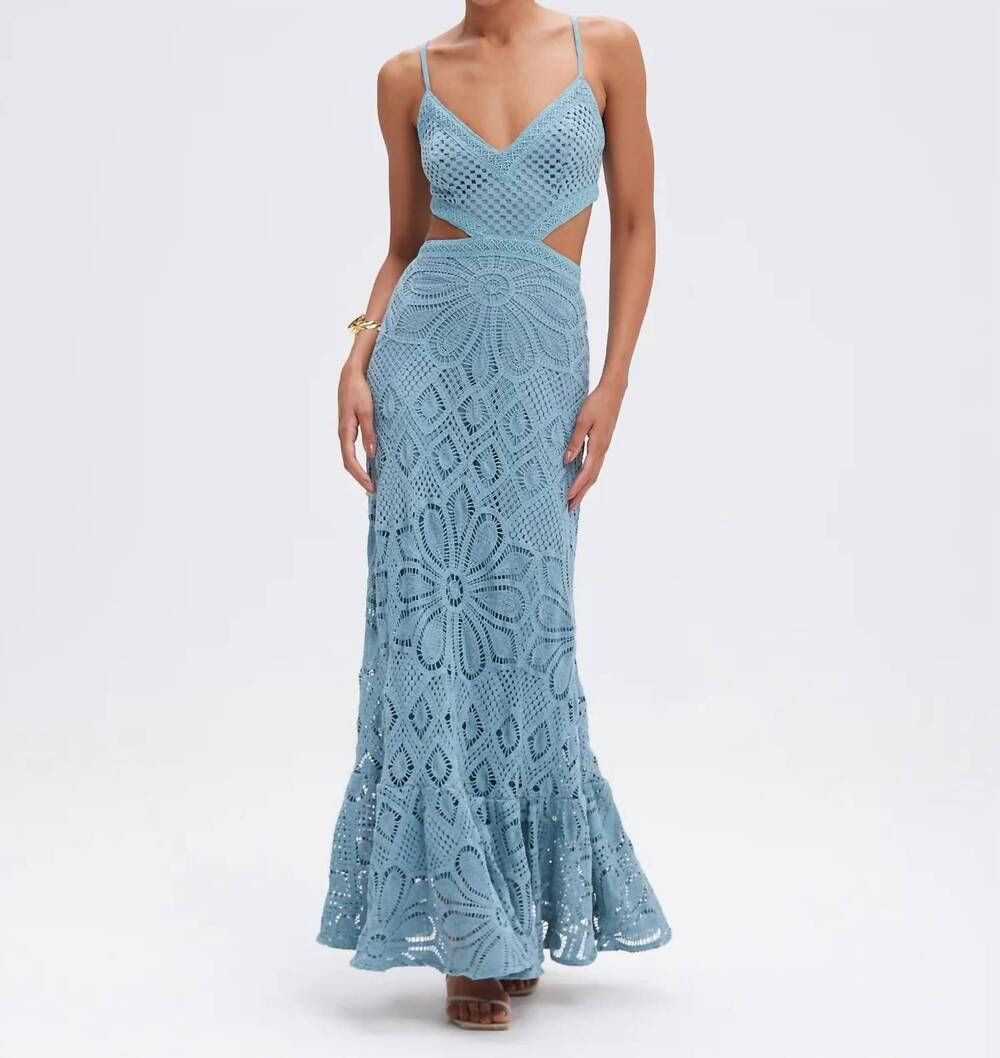 NEW PATBO crochet midi dress in blue